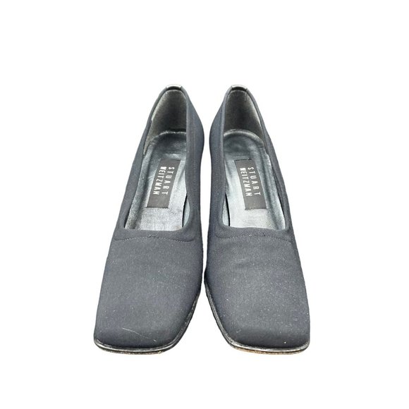 Stuart Weitzman Heels Womens 7.5 B Gore-Tex Rainaway Pumps Black Square Toe - Picture 2 of 7